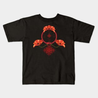 universal positive energy renewal in the elemental ouroboros poppies Kids T-Shirt